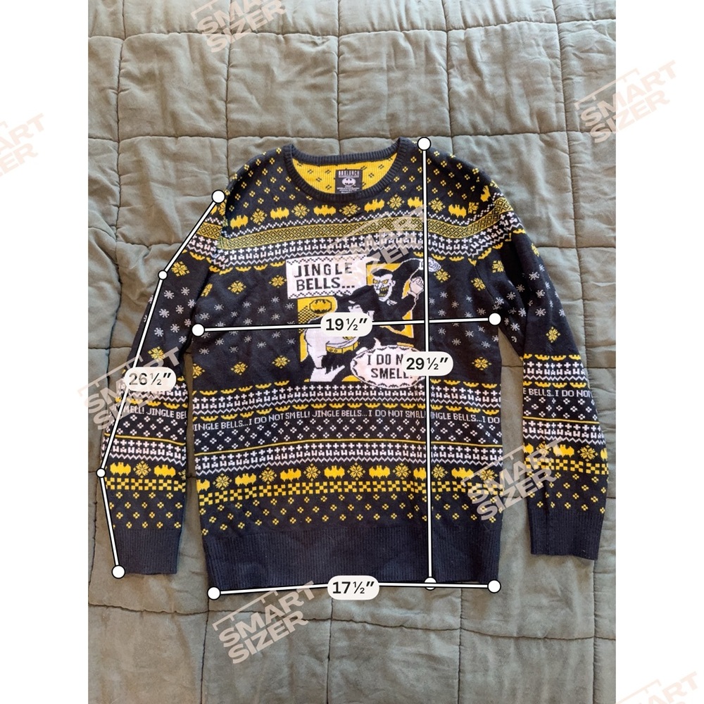 Festive Black and Yellow Batman Men's Crewneck Sweater - Picture 2 of 7